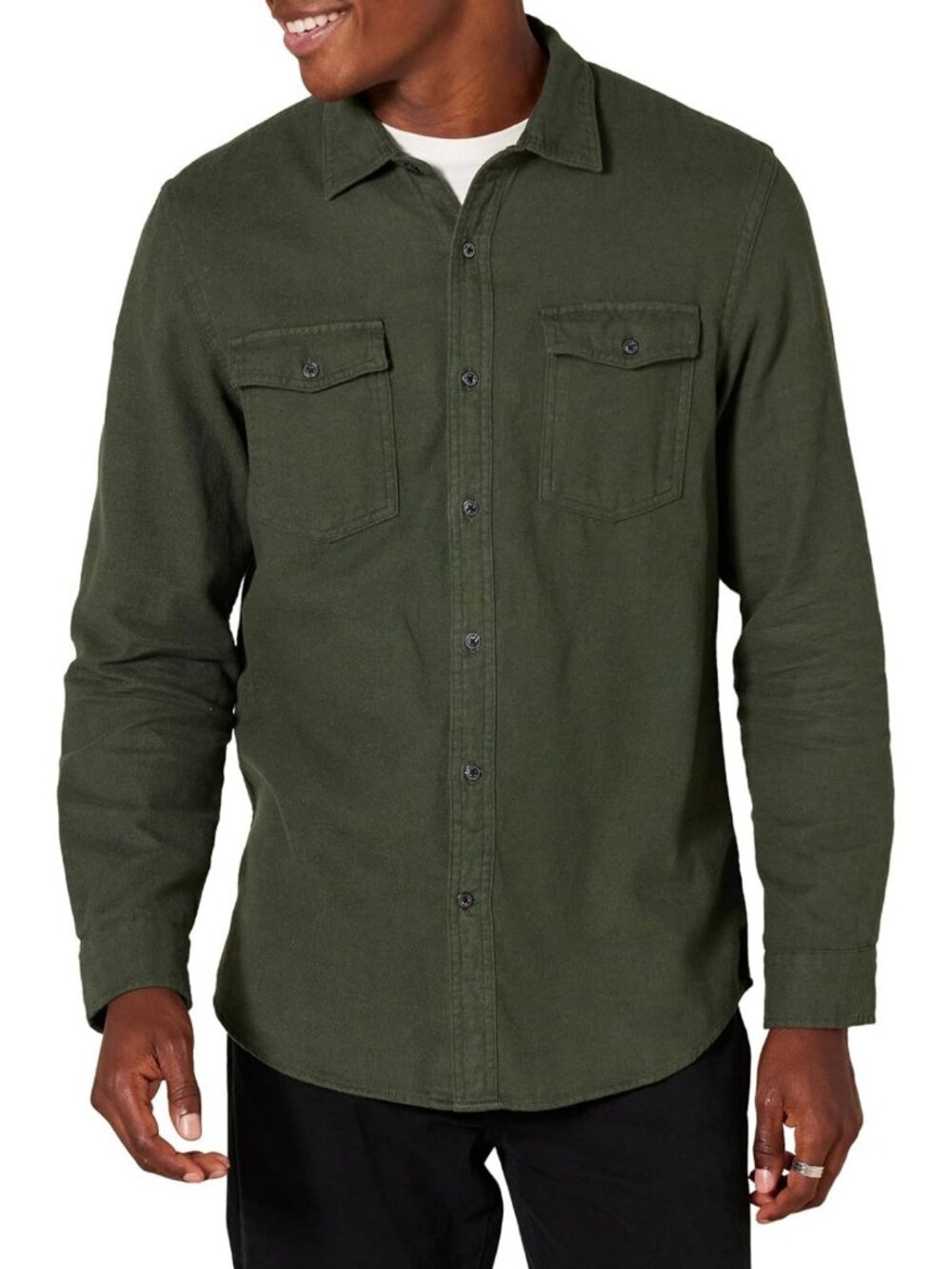 Slim-Fit Plaid Flannel Long-Sleeve Shirt with Two Pockets for Men - Casual Style